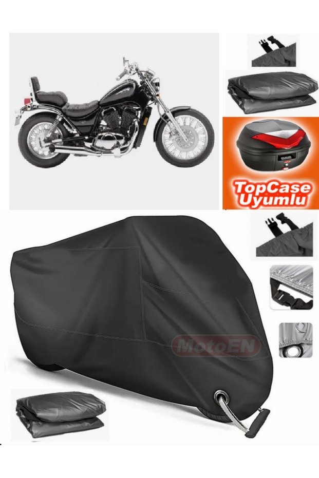Black Lock Compatible Suzuki Vl 600 Intruder Tarpaulin Topcase Rear Bag Compatible Motor Tarpaulin