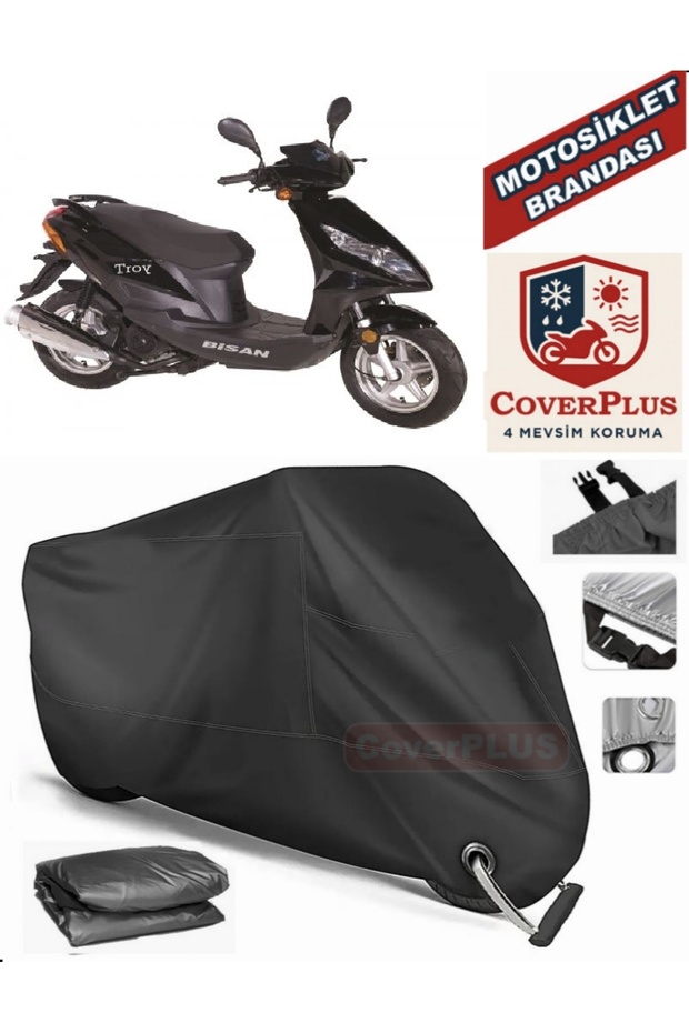 Black Lock Compatible Bisan Troy 100 Motor Tarpaulin Motorcycle Tarpaulin Cover Tent