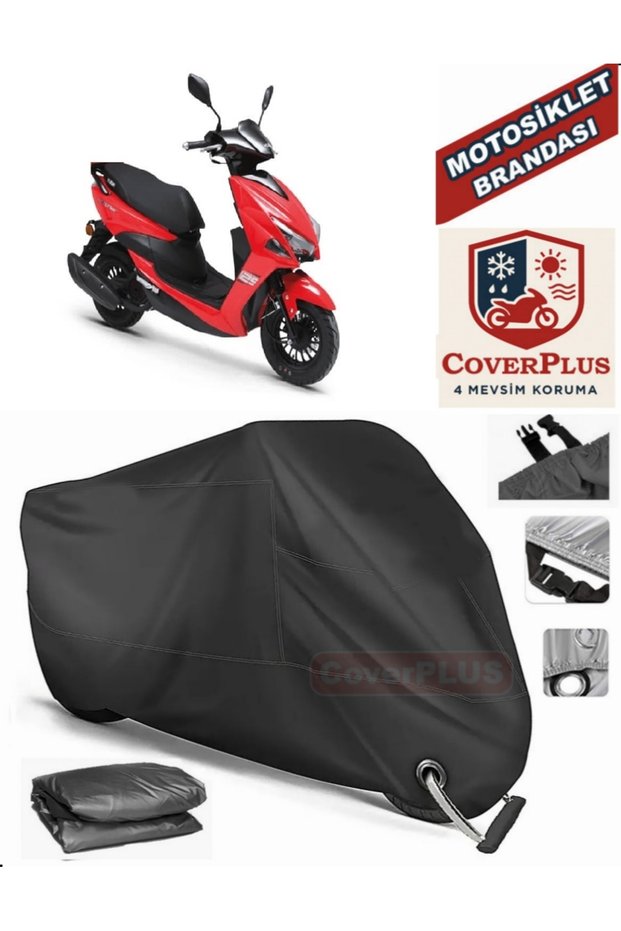 Black Lock Compatible Kuba Pesaro 125 X Motor Tarpaulin Motorcycle Tarpaulin Cover Tent