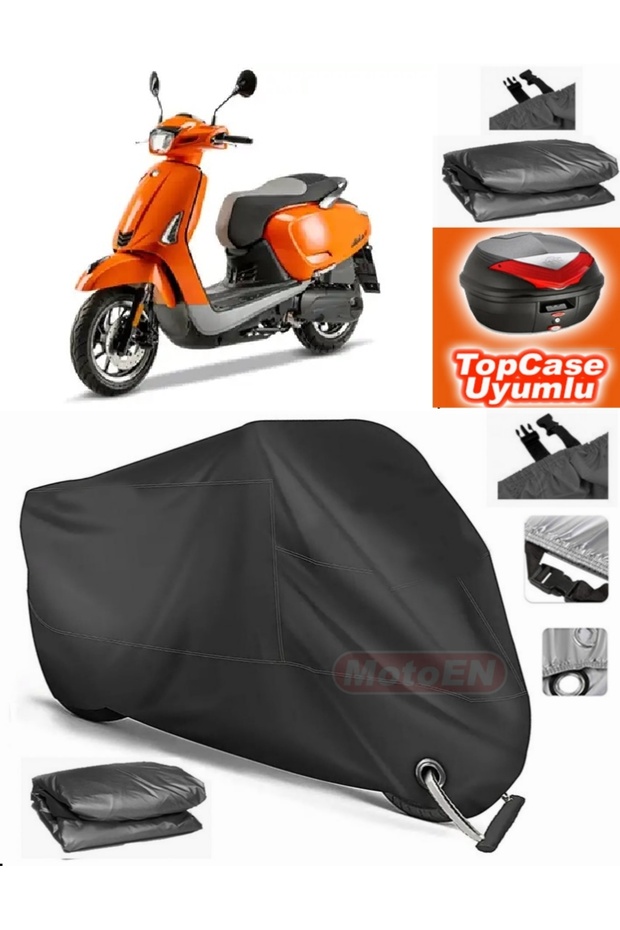 Black Lock Compatible Kymco Like 50 Tarpaulin Topcase Rear Bag Compatible Motor Tarpaulin