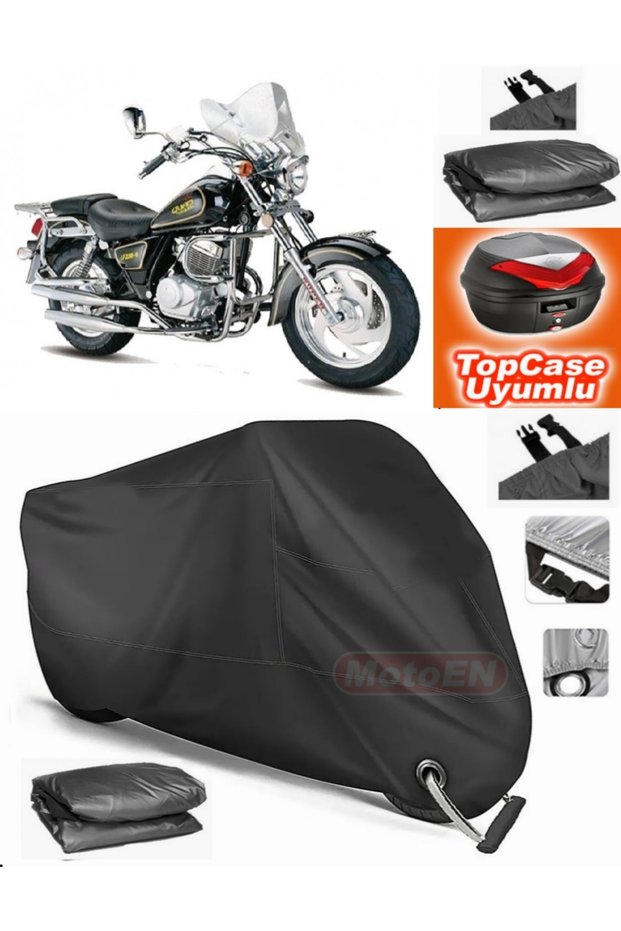 Black Lock Compatible Lifan Lf250-4 Tarpaulin Topcase Rear Bag Compatible Motor Tarpaulin