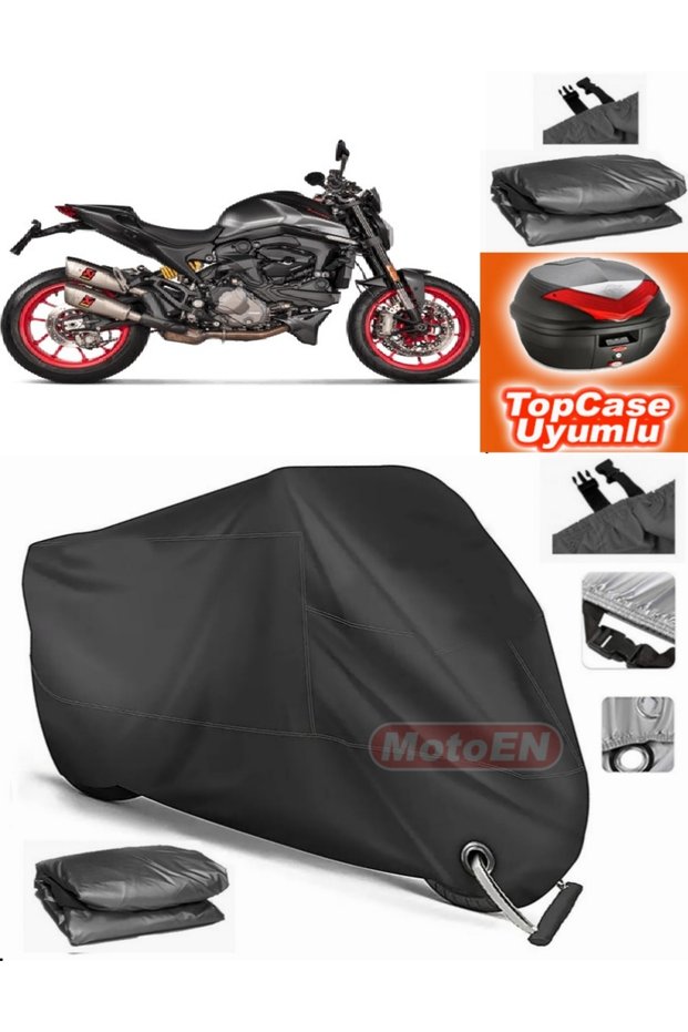 Black Lock Compatible Ducati Monster 937 Plus Tarpaulin Topcase Rear Bag Compatible Motor Tarpaulin