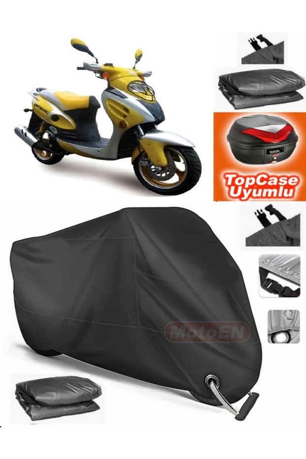 Black Lock Compatible Mondial 125 Rr Tarpaulin Topcase Rear Bag Compatible Motor Tarpaulin