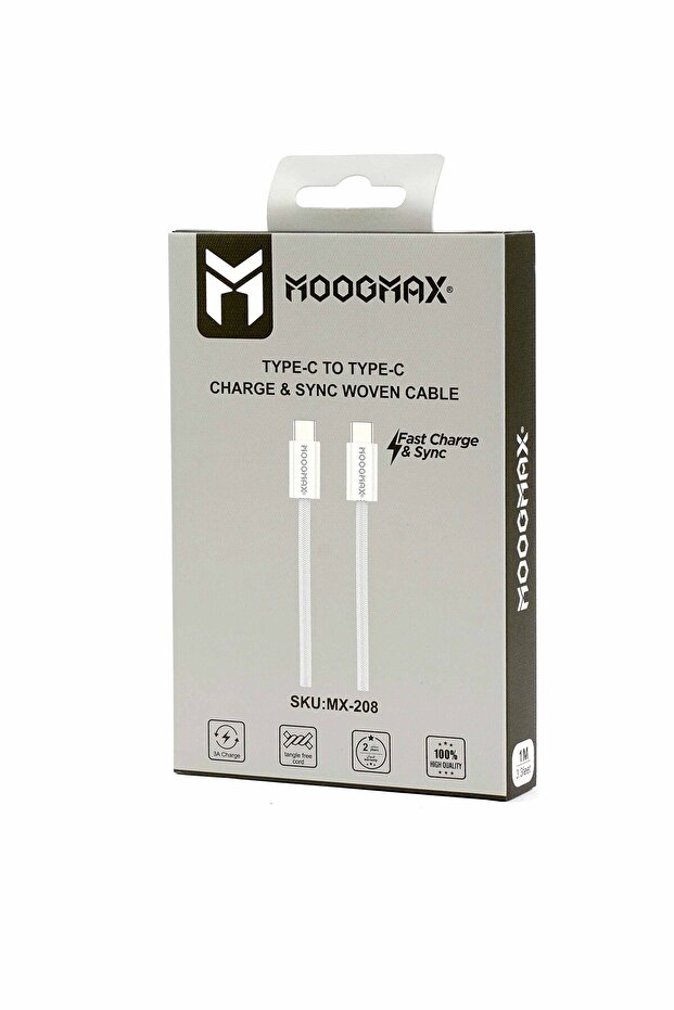 كابل MX208 من النوع C بطول 1 متر، أبيض - 2