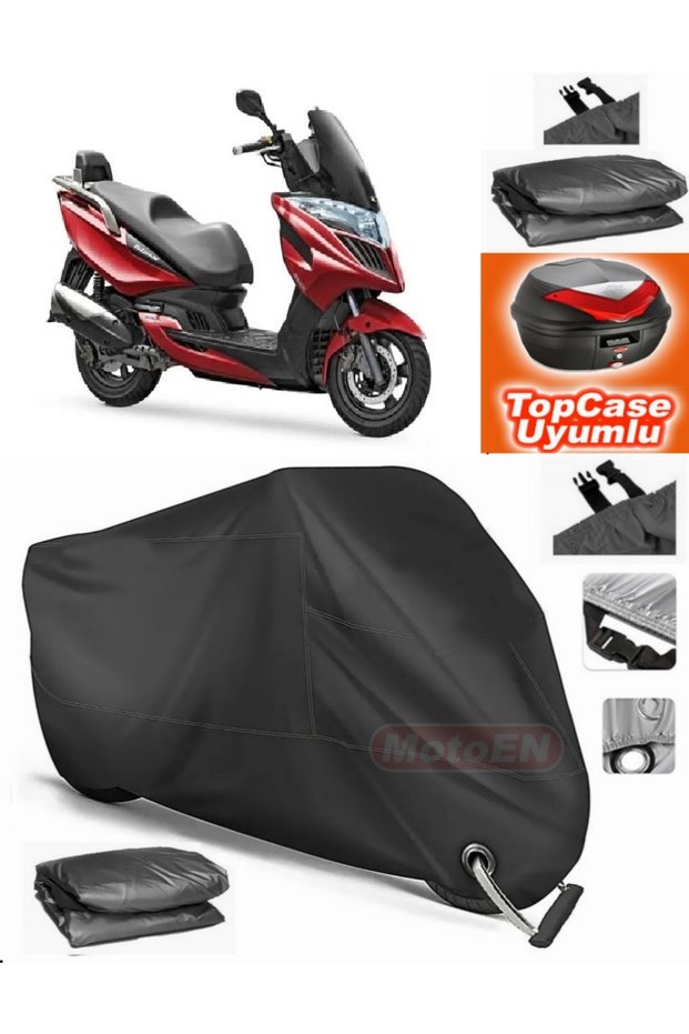 Black Lock Compatible Kymco Grand Dink 250I Tarpaulin Topcase Rear Bag Compatible Motor Tarpaulin