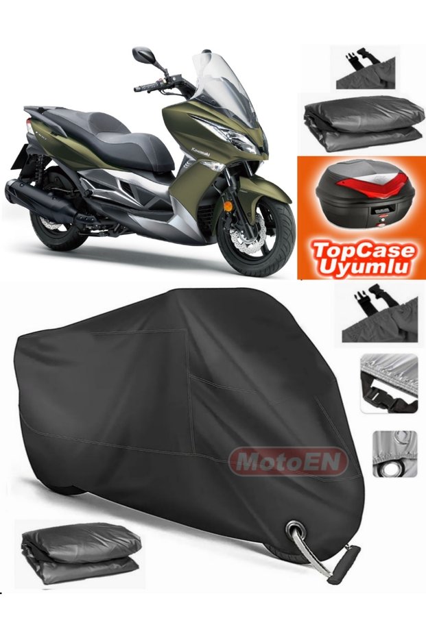 Black Lock Compatible Kawasaki J 300 Tarpaulin Topcase Rear Bag Compatible Motor Tarpaulin
