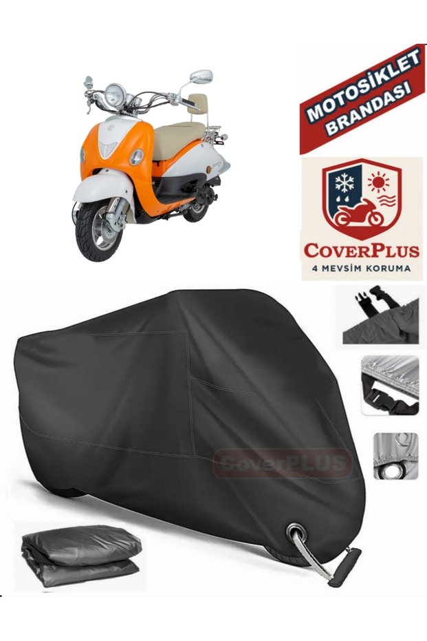 Black Lock Compatible Mondial 50 Znu Ec Motor Tarpaulin Motorcycle Tarpaulin Cover Tent
