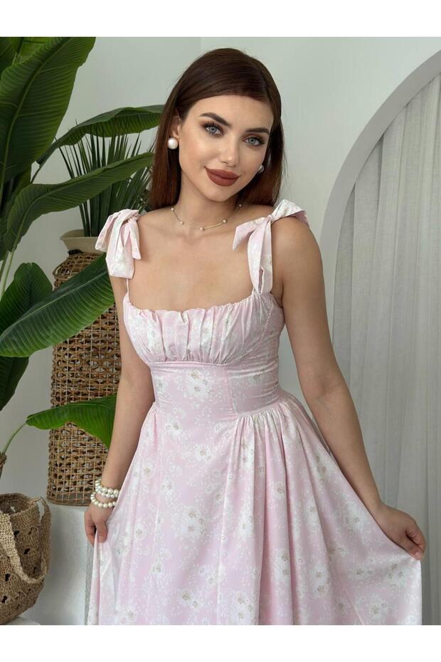 Kalın Askılı Çiçekli Daniel Elbise - 6