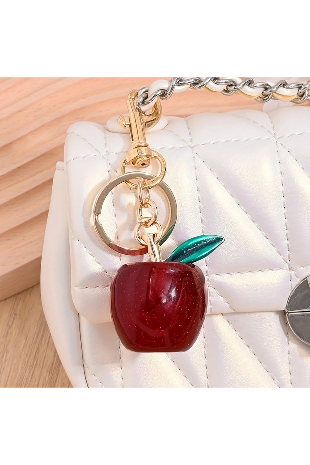 Apple Keychain, Bag Ornament, Bag Accessory, Car Ornament