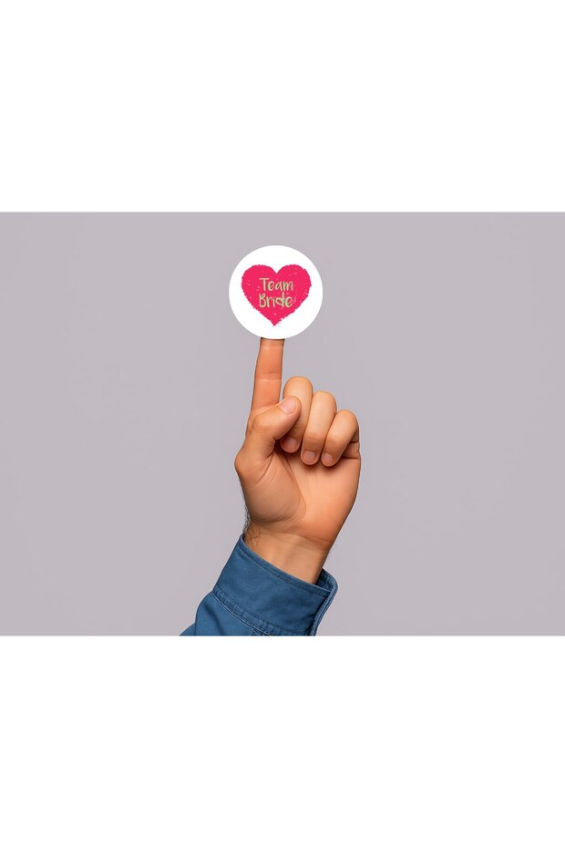 Heart Team Bride Tag Bachelorette Invitation Matte Round Sticker Wedding Series 4 cm (45 Pcs)