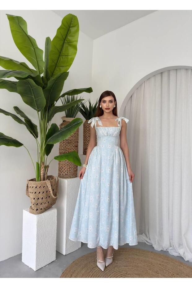 Kalın Askılı Çiçekli Daniel Elbise - 4