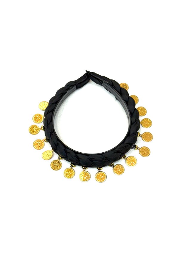 KARADENİZ YÖRESEL PULLU ÖRME SİYAH BANDANA - 1