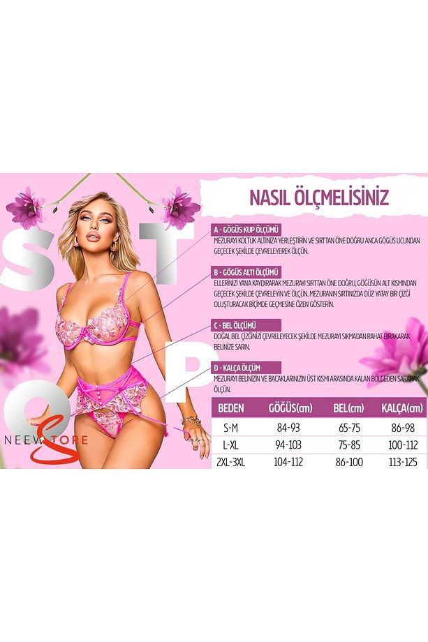 Çiçek Desenli Dantelli Atlet Elbise ve G-String Seksi Gecelik Takımı - 6