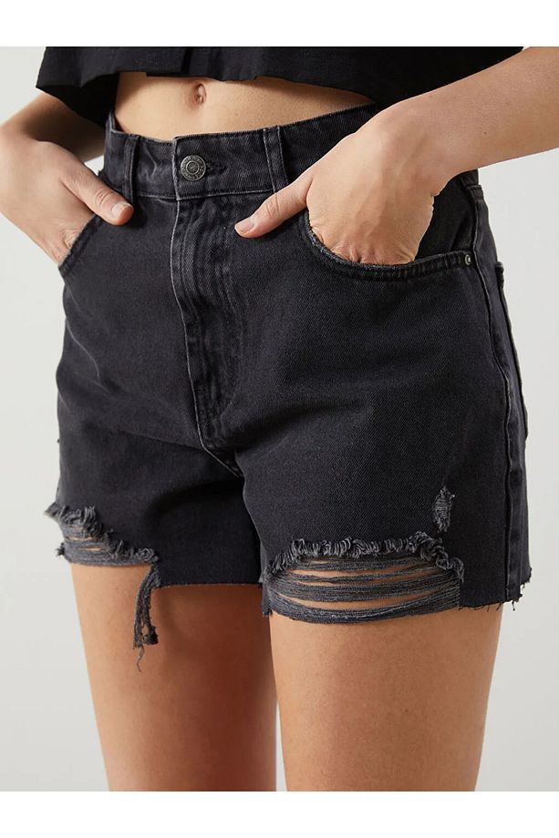 LC OUTLET Yüksek Bel Dar Fit Kadın Jean Şort LC - 1