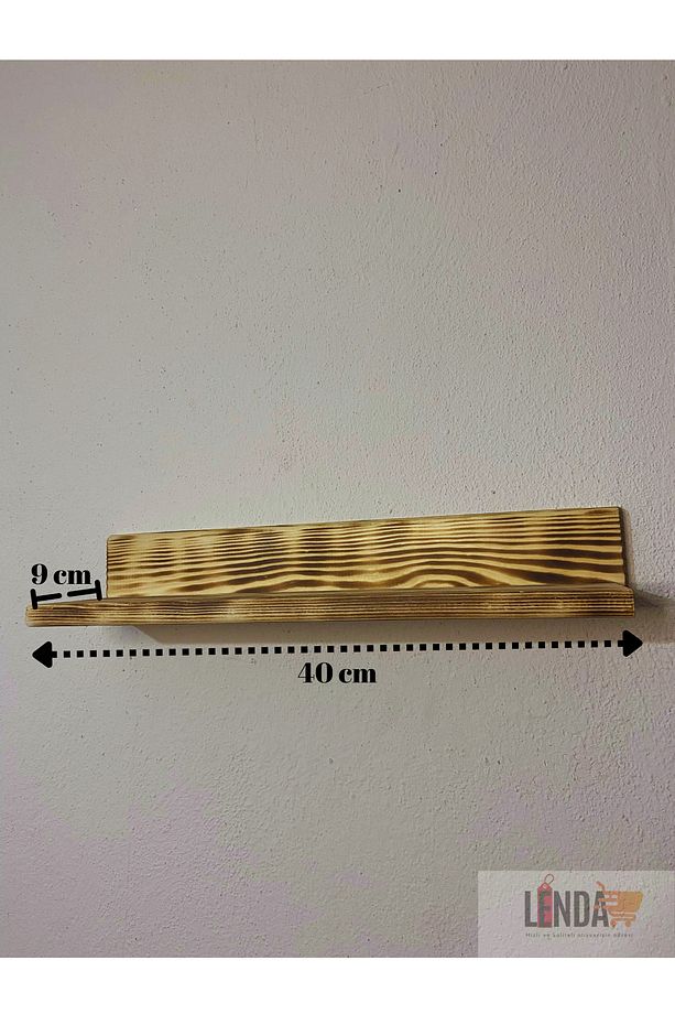 Tekli Dekoratif Ahşap Duvar Rafı 1 Adet - 3
