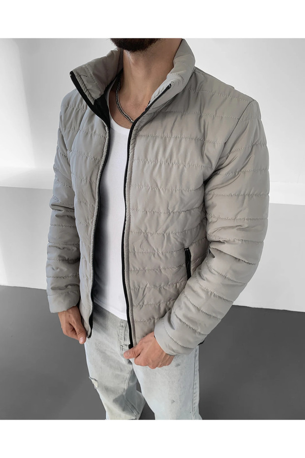 Gray Color Quilted Inflatable Seasonal Coat