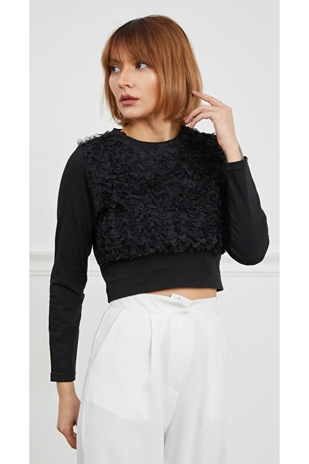 Tül Detaylı Bluz - 2