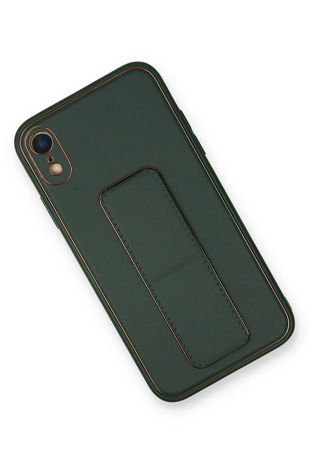 iPhone XR Kılıf Coco Deri Standlı Kapak - Yeşil DRSTR - 2