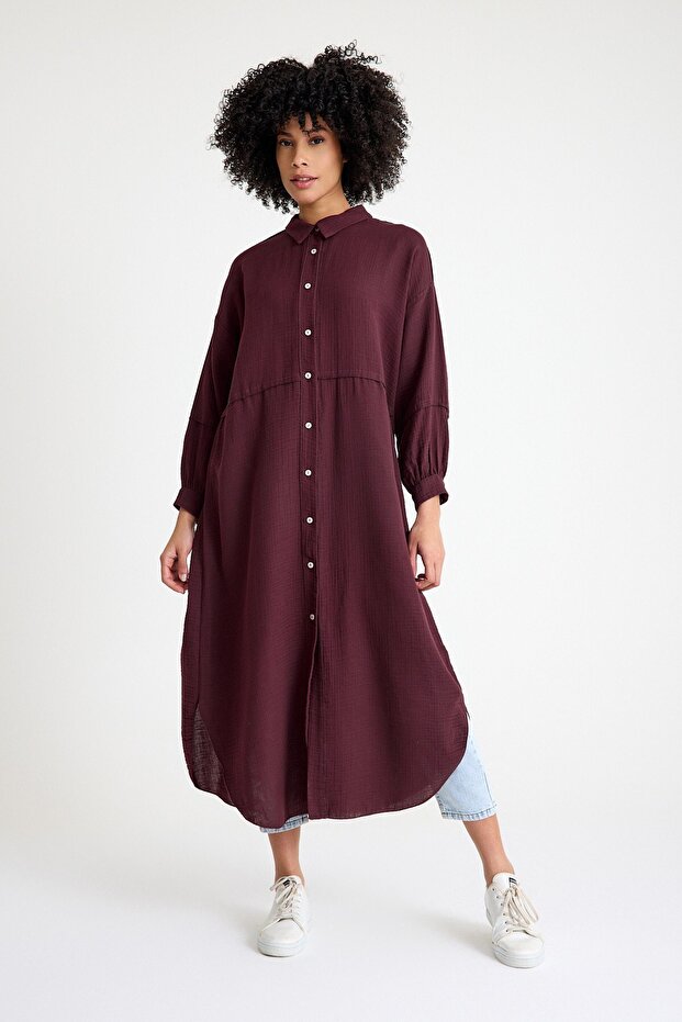 Müslin Gömlek Bordo - 1