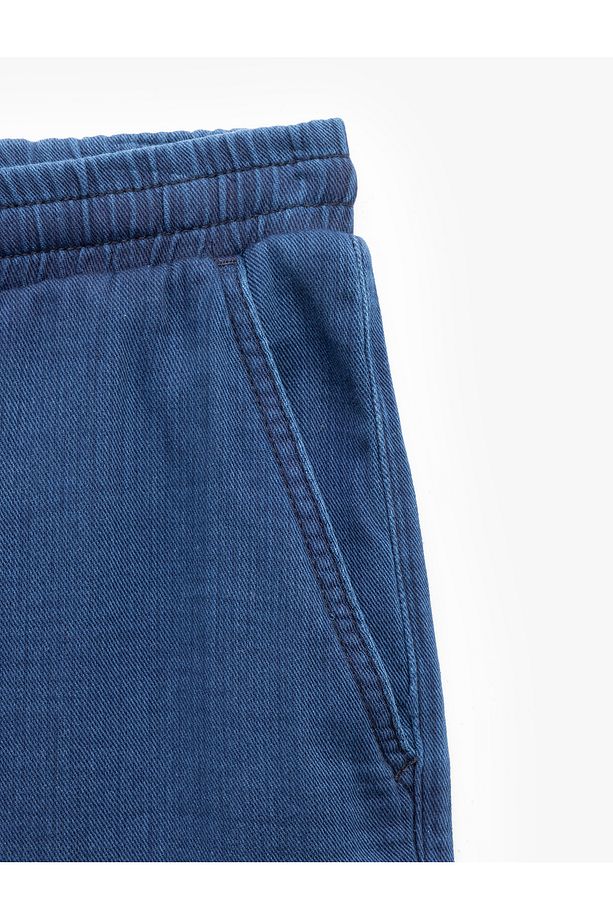 Beli Bağcıklı Pamuklu Cep Detaylı Bermuda Oversize Jean Şort - 7