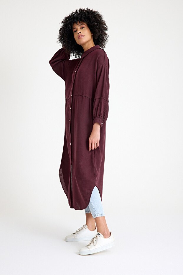 Müslin Gömlek Bordo - 4