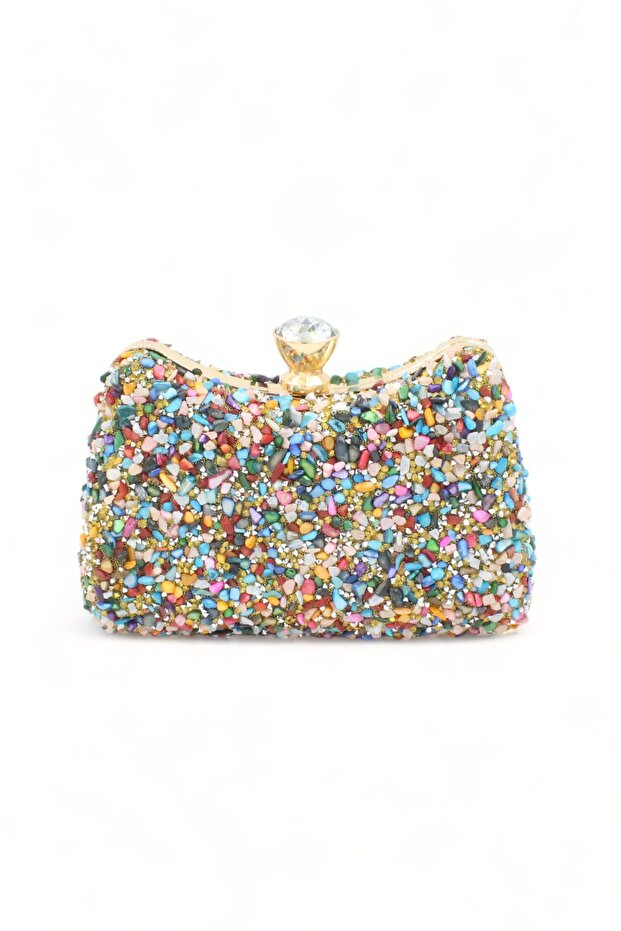 032 2514 Double Sided Colorful Stone Evening Bag Evening Bag