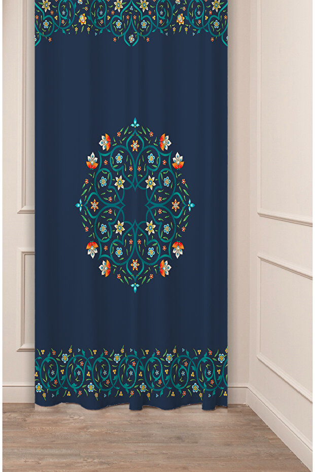 Ethnic Floral Antique Patterned Bohemian Model Special Design Digital Printed (Single Wing) Modern Stylish Background Curtain