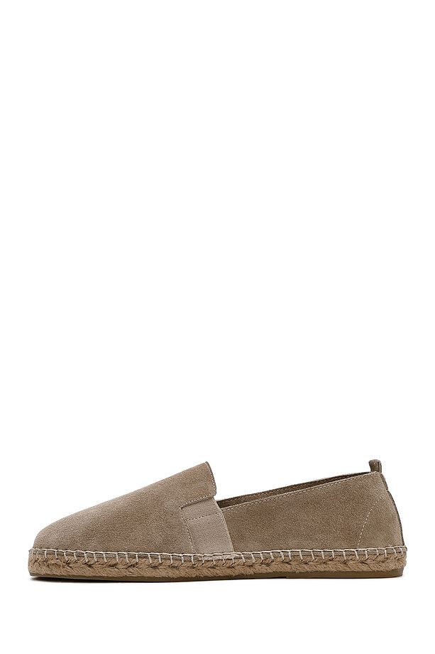 Erkek Bej Süet Deri Espadril 25SFD770010 - 2