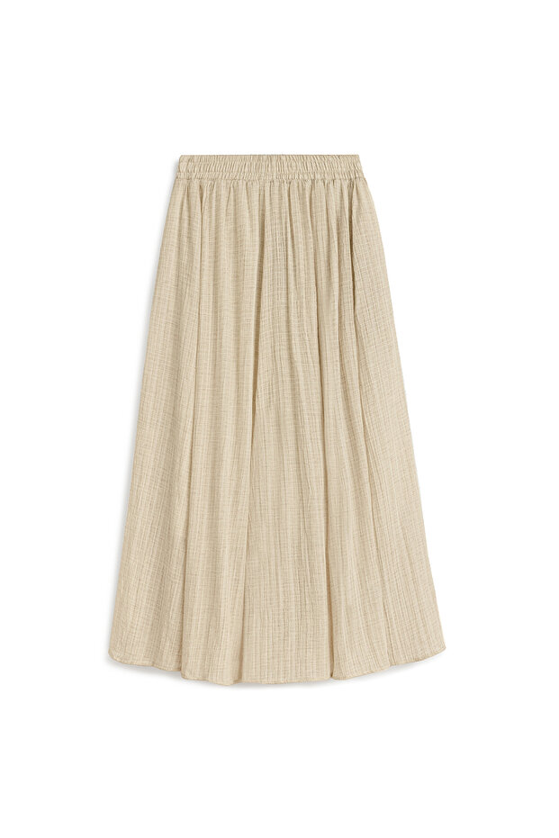 Long Flared Seersucker Skirt Stone