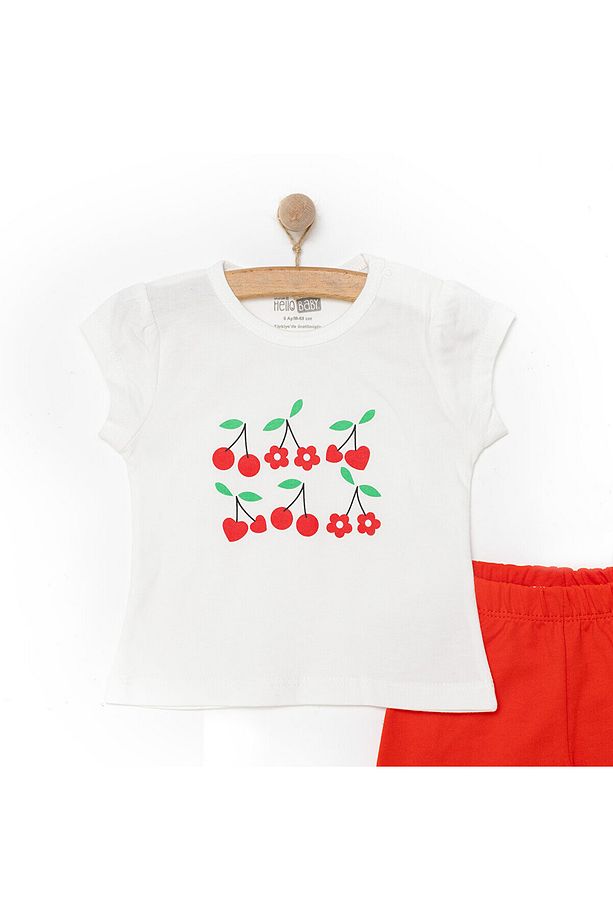 HelloBaby Baskılı 2 ip Yenidoğan Kız Tshirt-Şort Kız Bebek - 3