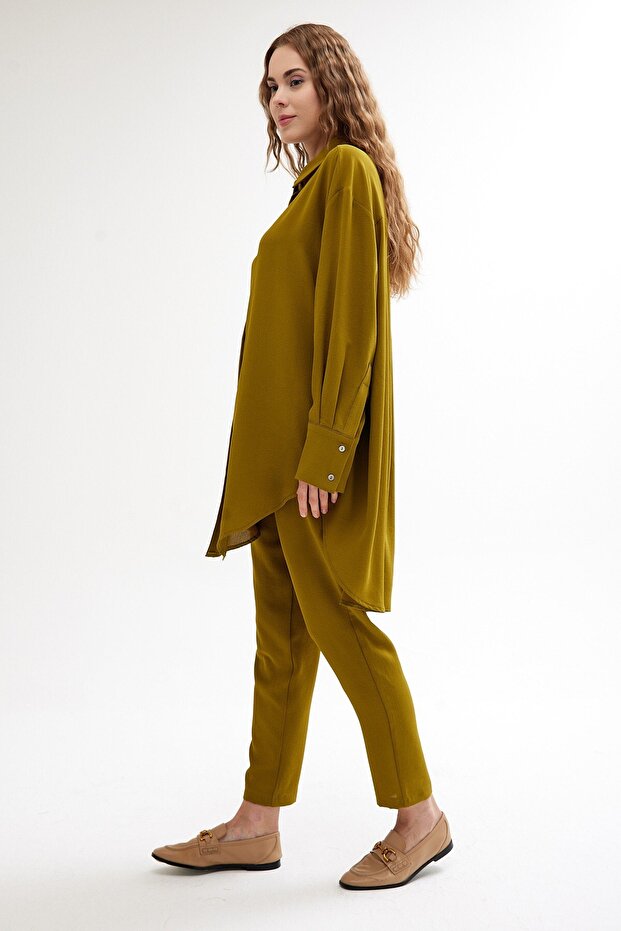 Oversize Gömlek Yağ Yeşili - 6