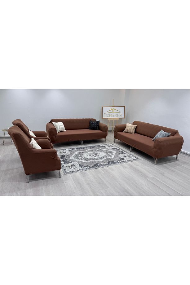 LİKRALİ KOLTUK ÖRTÜSÜ 3+3+1+1 . KOLTUK KILIFI Lastikli Esnek Yikanabilir Kare Desen - 8