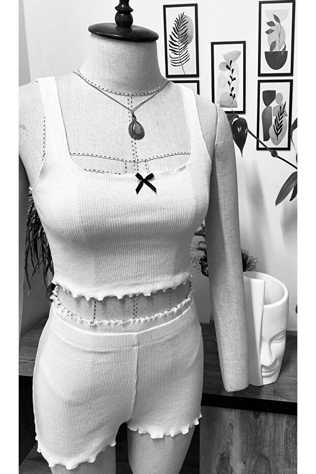 Fitilli Atlet Şort Takım - 7