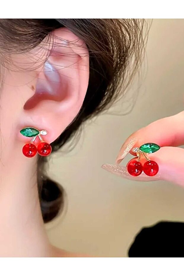 Tatlı ve Şık Kiraz Küpe - 1