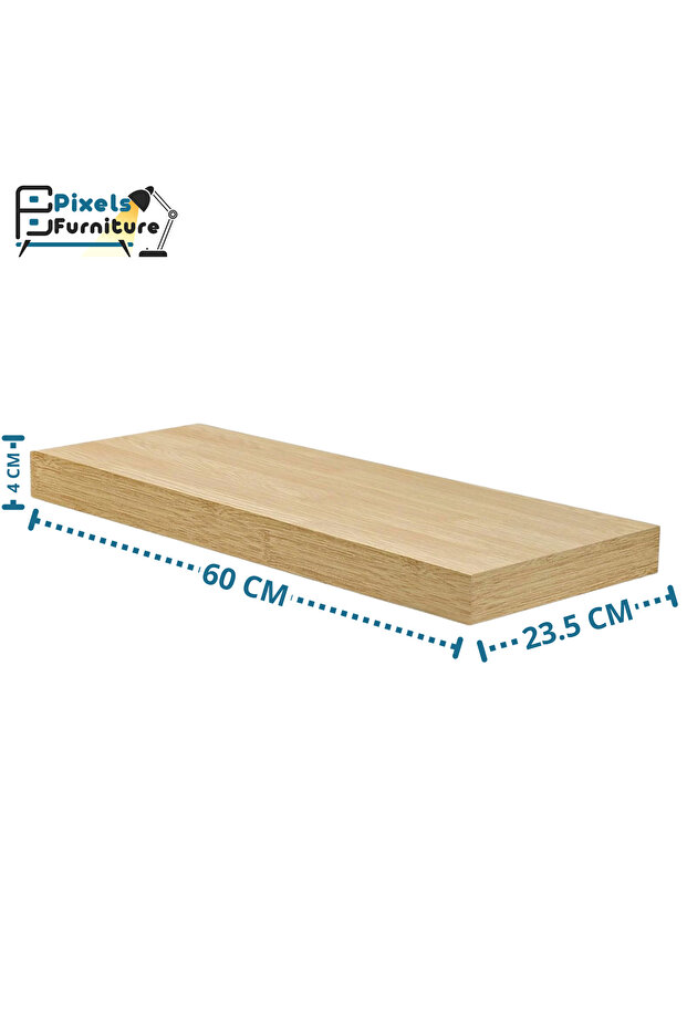 Set of 2 Pixel Furniture Floating Wall Shelves, Shelves with Invisible Brackets, 60cm - 6