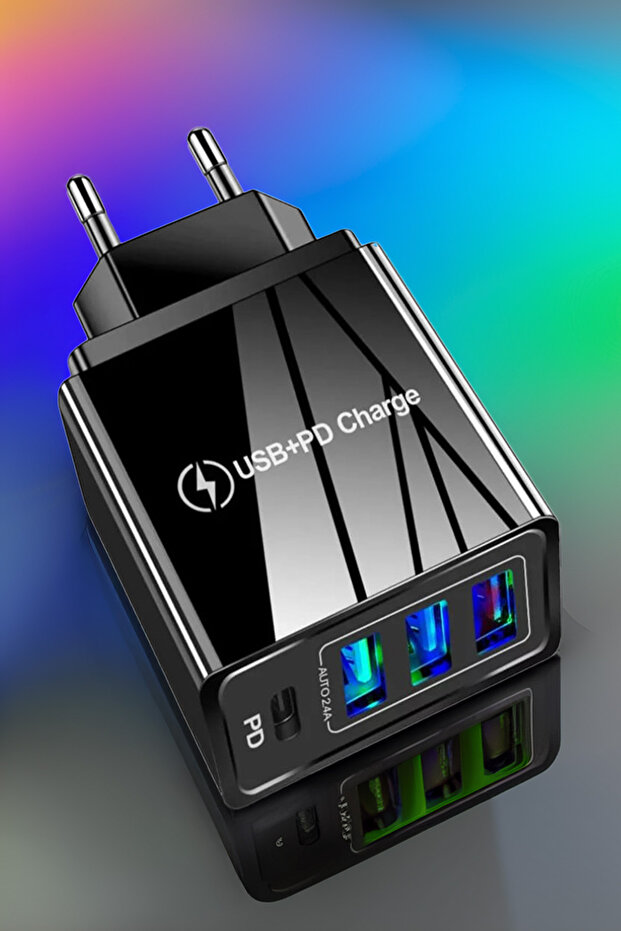 C4 PD (Type-C) + 3 Port Micro Usb Girişli Şarj Adaptörü - 1