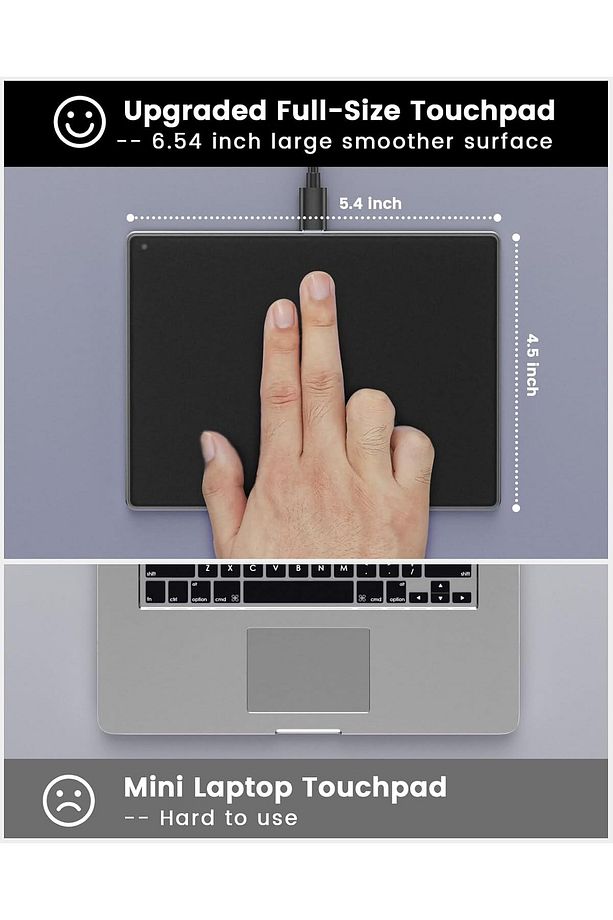 Windows ve Apple Uyumlu Trackpad Siyah Multi-Touchpad Yüzey Mouse - 5