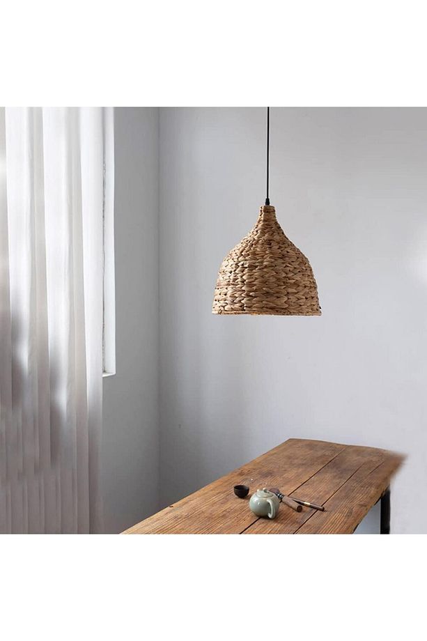 Diamond Model Tekli Rattan Bambu Modern Tasarım İskandinav Bohem Sarkıt Avize - 5
