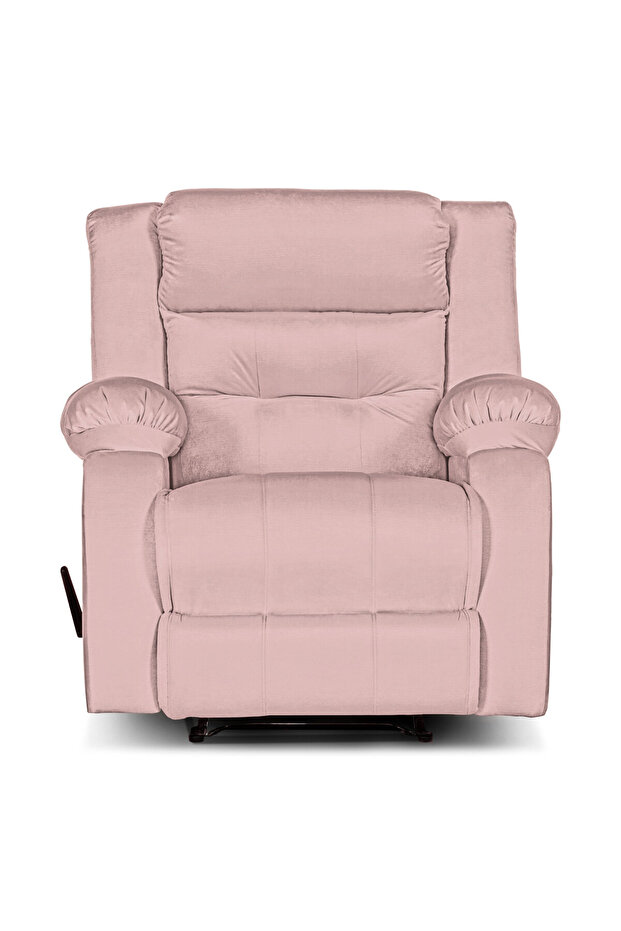 MNZ3 | Velvet Rocking & Rotating Recliner Chair - Light Pink Lazy Vibes - 4