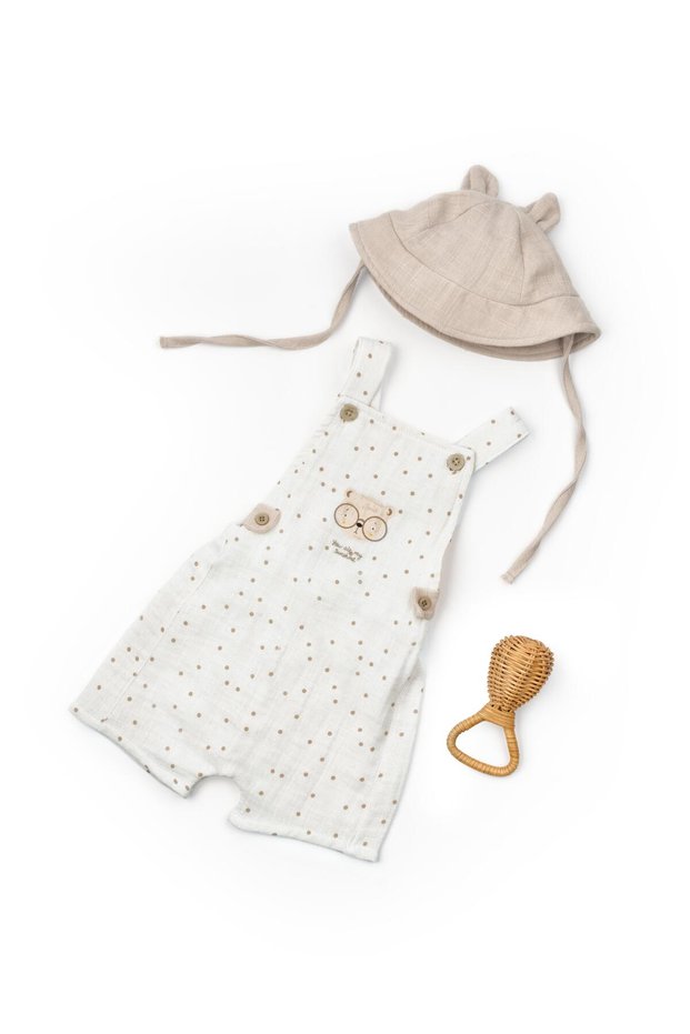 Muslin Salopet with Baby Hat, 100% Cotton, Baby and Newborn - Csym7106