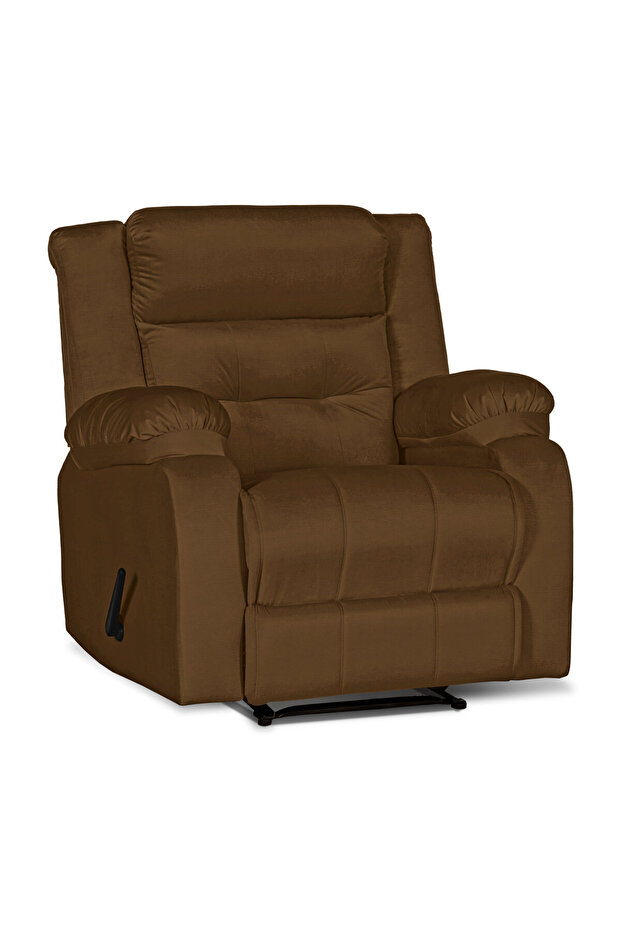 MNZ3 | Velvet Rocking & Rotating Recliner Chair - Brown Lazy Vibes - 3