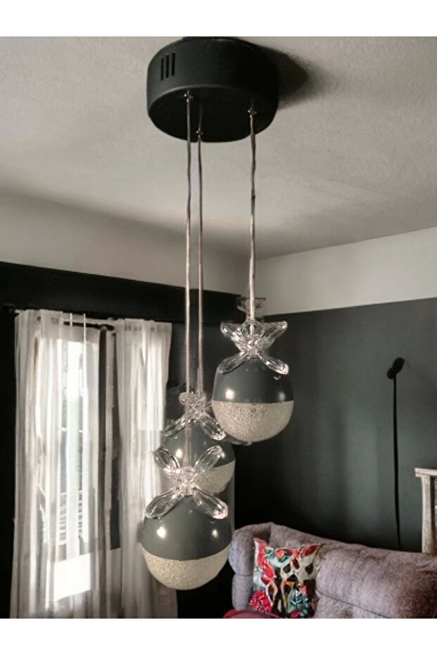 Serçe'den Antrasit 3lü Led Sarkıt Avize - 1