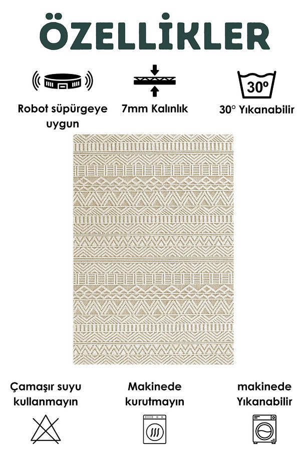 Dijital Baskılı Yıkanabilir Kaymaz Taban Salon Halısı, Yolluk, Mutfak Ve Çocuk Halısı (70) - 2