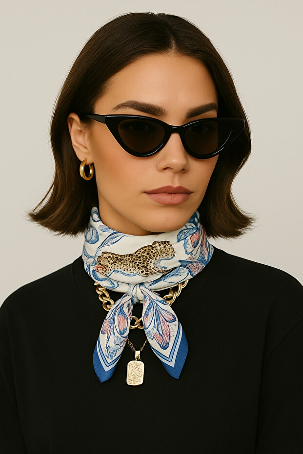 Patterned Satin Scarf - 4