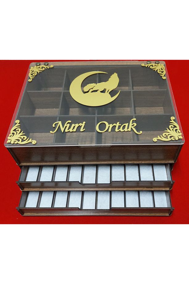 Kişiye Özel Şeffaf Kapaklı Ahşap Tesbih ve Saat Koleksiyon Kutusu Tespih Kutusu - 8