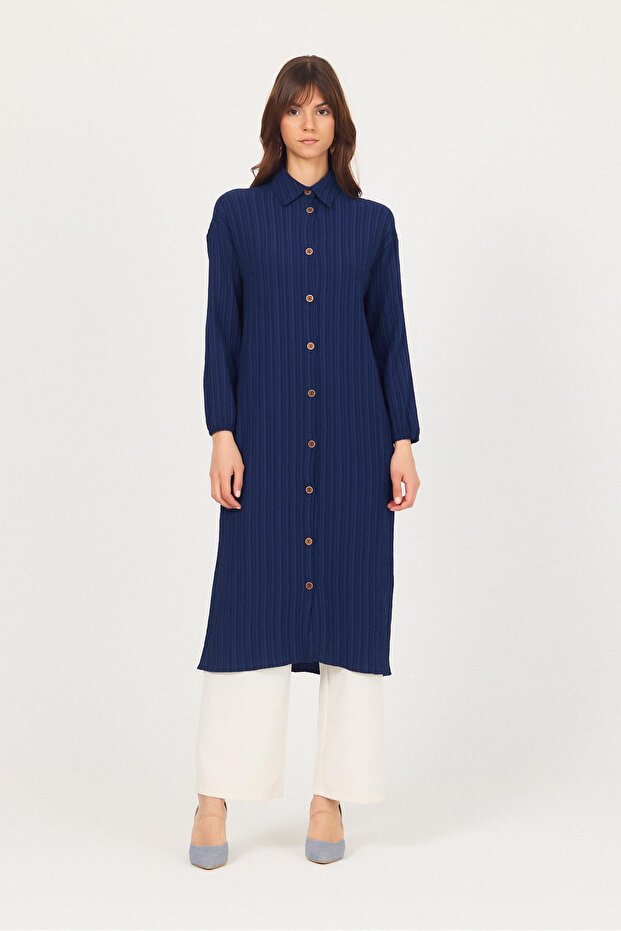 Laci Buttoned Sleeve Elastic Long Tunic 4507A - 1