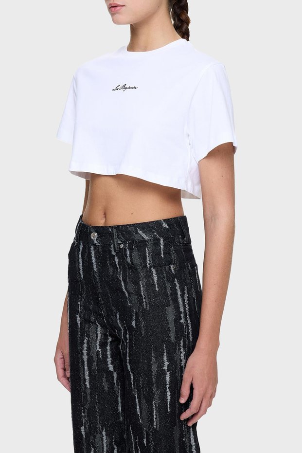 Front and Back Printed 100% Cotton Loose Fit Crop t Shirt t Shirt Lb25Ssunlfuts