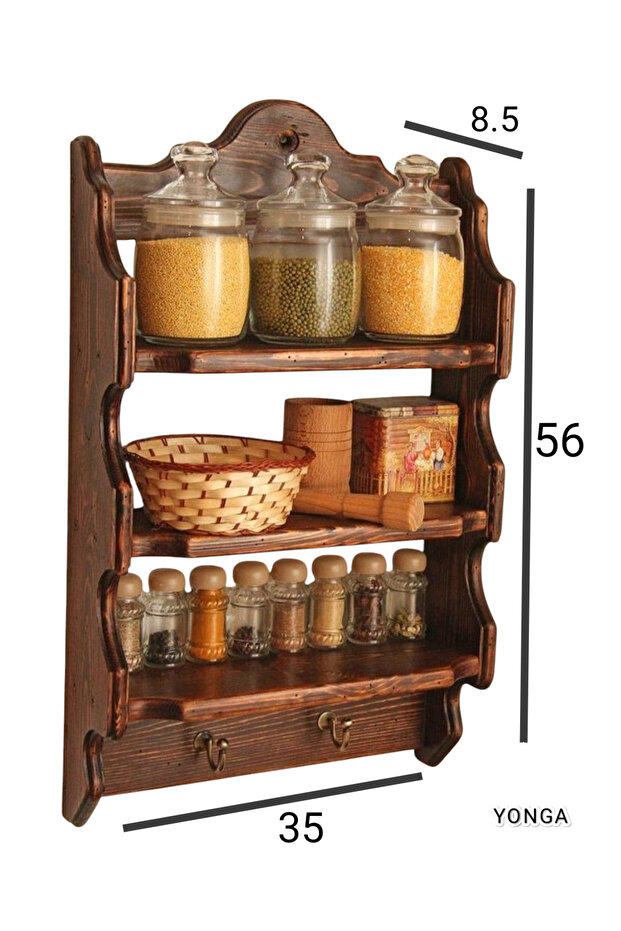 Ahşap baharatlık terek, Duvar rafı, - 2