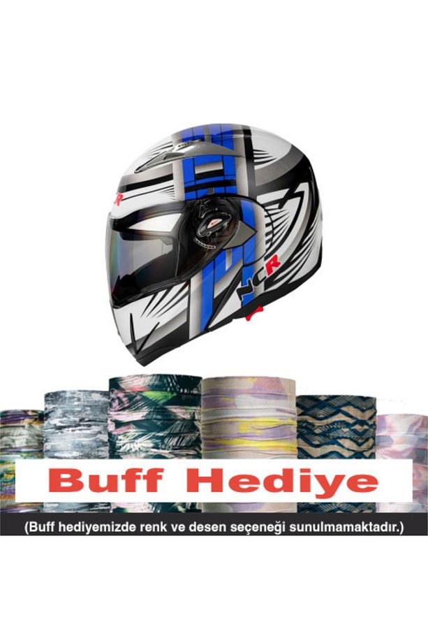 Çene Açılır Kask Gri Mavi - 1