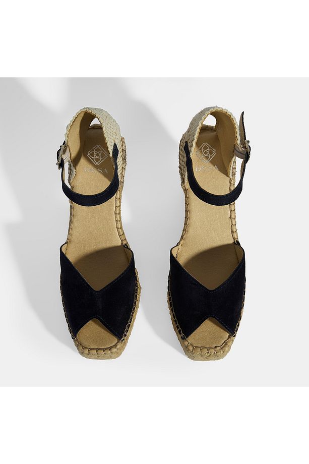 Lacivert Kadın Toka Detaylı Dolgu Topuklu Süet Espadril - 6
